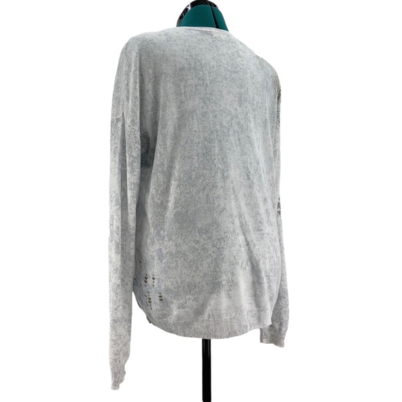 sandwich White and Grey Lightweight Patterned Long Sleeve Sweater, XL - Picture 7 of 16
